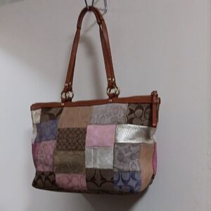 COACH Vintage Pink Patchwork Tote with Leather Trim